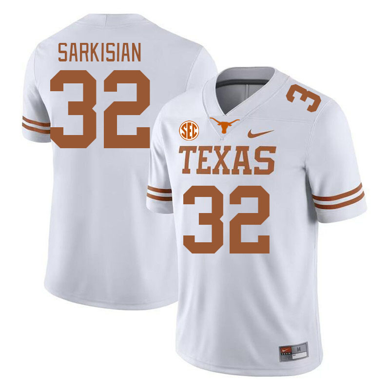 Texas Longhorns #32 Brady Sarkisian SEC Conference College Football Jerseys Stitched Sale-White